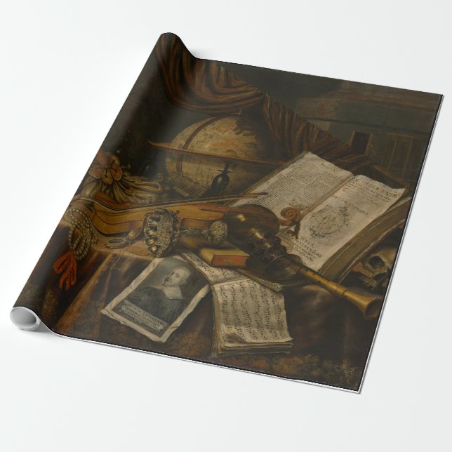 Vanitas Still Life 1662 Collier Dutch wrapping Wrapping Paper (Unrolled)