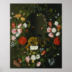 Vanitas Still Life with Flowers Poster