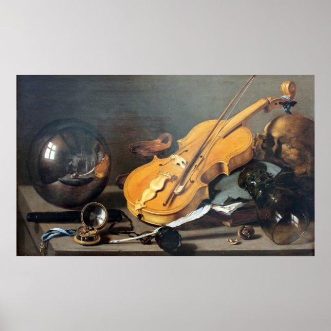 Vanitas Still Life with Self-Portrait Pieter Claes Poster (Front)