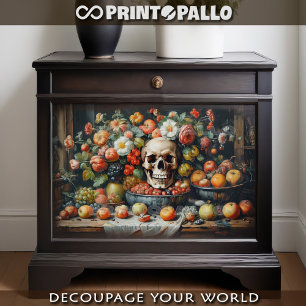 Vanitas with fruits, flowers and skull - tissue paper