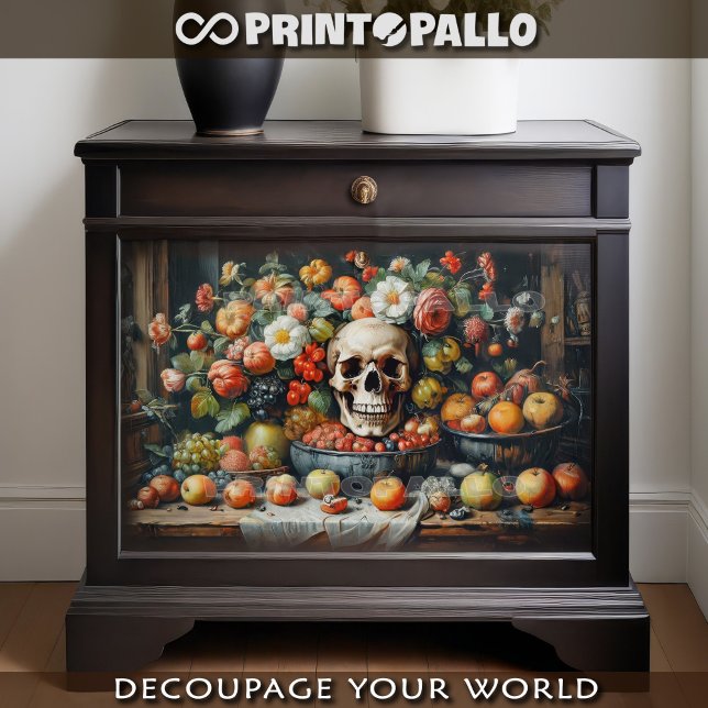 Vanitas with fruits, flowers and skull -  tissue paper (Creator Uploaded)