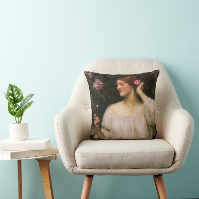 Vanity by John William Waterhouse Throw Pillow (Chair)