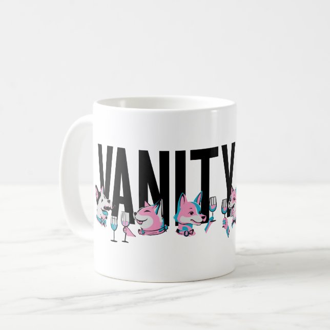 Vanity Fur Magazine Party Limited Edition BLUE Coffee Mug (Front Left)