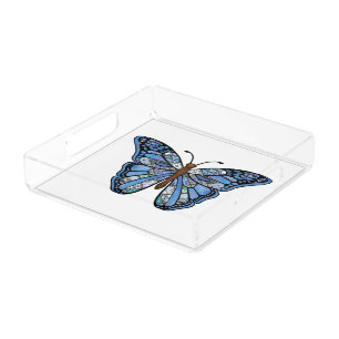 Vanity Tray/Blue Butterfly Acrylic Tray