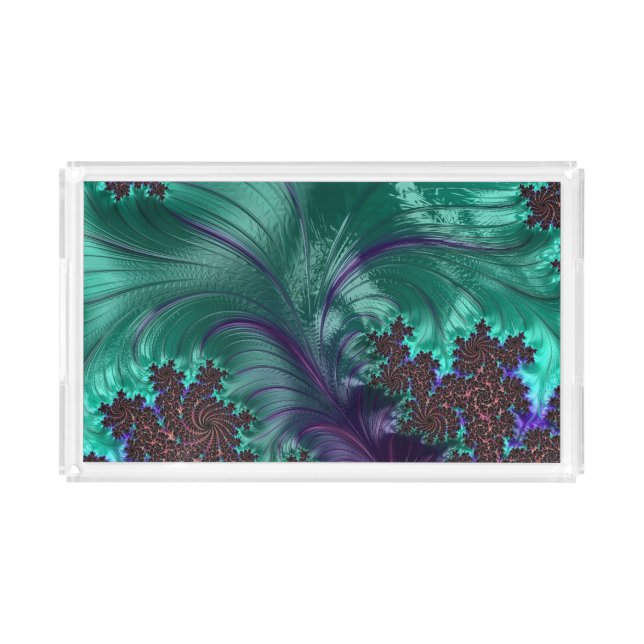  Vanity Tray Decor Teal Floral Designed  (Front)