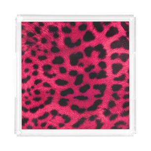 Vanity Tray/Leopard Print/Hot Pink Acrylic Tray