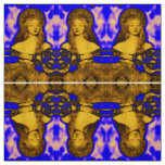 VANITY WOMAN BEAUTY-FASHION / GOLD BLUE FRACTALS FABRIC