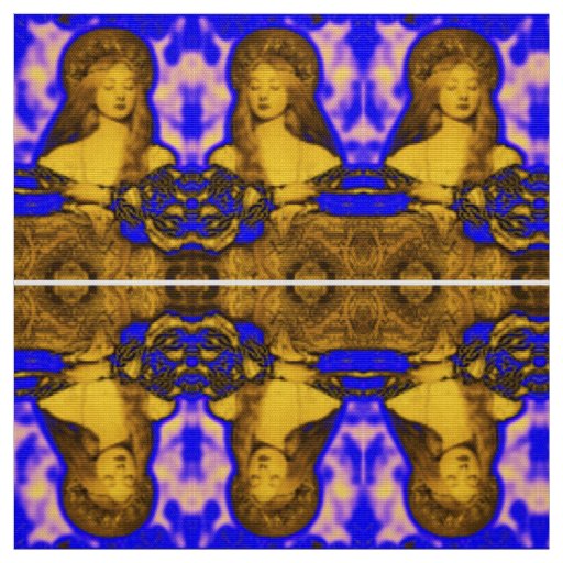 VANITY WOMAN BEAUTY-FASHION / GOLD BLUE FRACTALS FABRIC