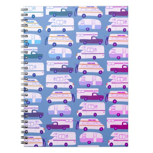 Vanlife Camping Camper RV Trailer Pattern Notebook