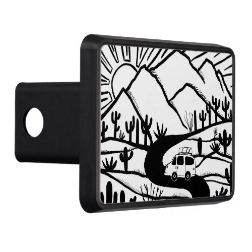 Vanlife Camping  Vintage Van Desert Mountain Hitch Cover