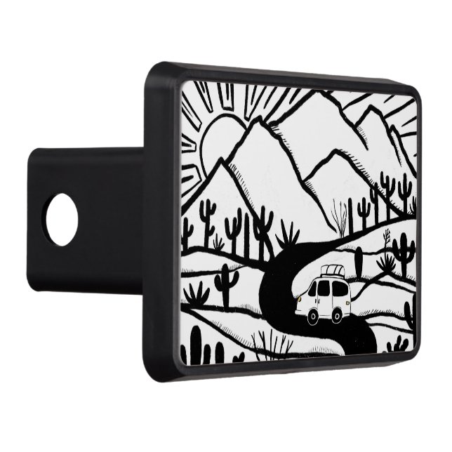 Vanlife Camping  Vintage Van Desert Mountain Hitch Cover (Right)