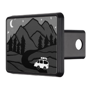 Vanlife Camping Vintage Van Mountain Moon Hitch Cover