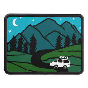 Vanlife Camping Vintage Van Mountain Moon Hitch Cover