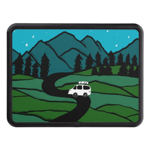 Vanlife Camping  Vintage Van Mountains Stars Hitch Cover