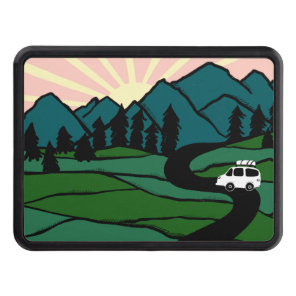 Vanlife Camping  Vintage Van Mountains Sunrise  Hitch Cover