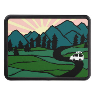 Vanlife Camping  Vintage Van Mountains Sunrise  Hitch Cover