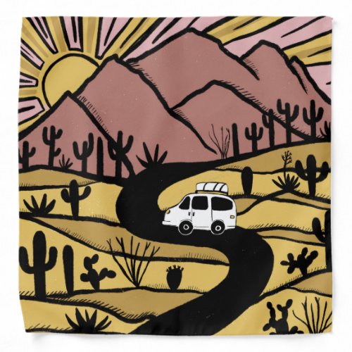 Vanlife Desert Cacti Mountain Explore Adventure Bandana