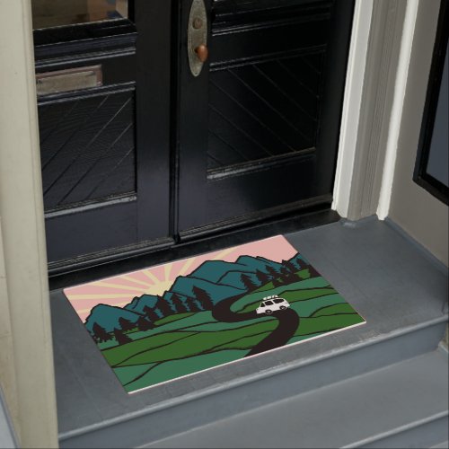 Vanlife in the Mountains Camper Sunrise  Doormat