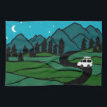 Vanlife in the Mountains Camping Moon Stars Kitchen Towel<br><div class="desc">Decorate your kitchen with this cool towel. Makes a great housewarming (vanwarming?),  birthday or anniversary gift! 
You can customize it and add text too.
Check my shop for lots more colors and patterns plus matching kitchen stuff!</div>