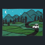 Vanlife in the Mountains Camping Moon Stars Kitchen Towel<br><div class="desc">Decorate your kitchen with this cool towel. Makes a great housewarming (vanwarming?),  birthday or anniversary gift! 
You can customize it and add text too.
Check my shop for lots more colors and patterns plus matching kitchen stuff!</div>