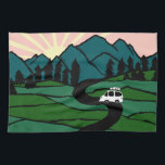 Vanlife in the Mountains Sunrise Camping Kitchen Towel<br><div class="desc">Decorate your kitchen with this cool towel. Makes a great housewarming (vanwarming?),  birthday or anniversary gift! 
You can customize it and add text too.
Check my shop for lots more colors and patterns plus matching kitchen stuff!</div>