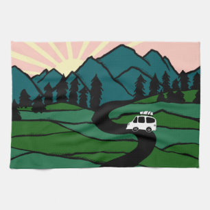 Vanlife in the Mountains Sunrise Camping Kitchen Towel