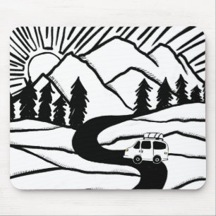 Vanlife MOUNTAIN SUNRISE Illustration Mouse Pad