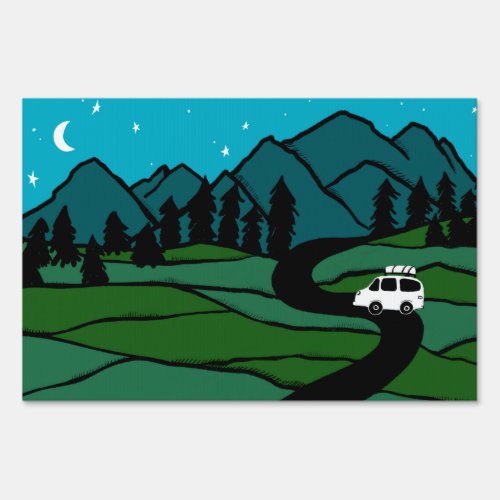 Vanlife Mountains Day  Night CUSTOMIZED Campsite  Sign