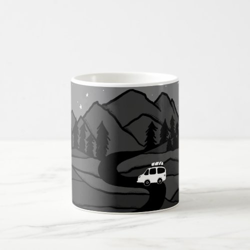 Vanlife Road Trip Campervan Mountain Moon Stars   Coffee Mug
