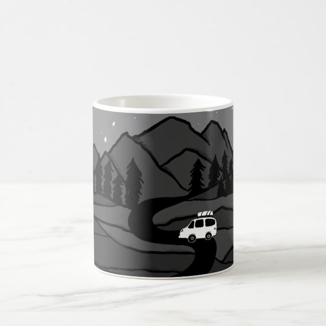 Vanlife Road Trip Campervan Mountain Moon Stars   Coffee Mug (Center)