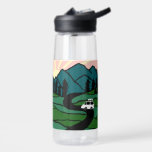 VANLIFE Sunrise Mountain Explore Adventure  Water Bottle<br><div class="desc">Check out this awesome drawing of a little van climbing into the mountains and get ready for road trips, hiking, camping and exploring! Check out my shop for more designs too! Check out my shop for more hiking, camping, vanlife, birds and lots more! You can also find this design on...</div>