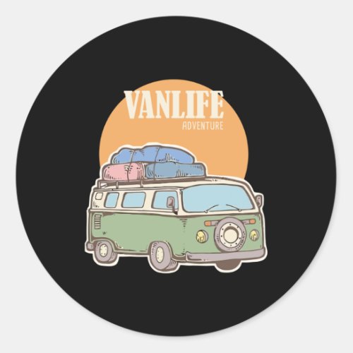 Vanlife Travel Classic Round Sticker
