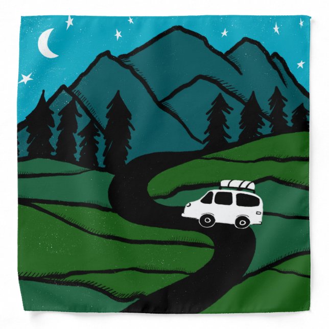 Vanlife Trees Forest Mountain Explore Adventure Bandana (Front)