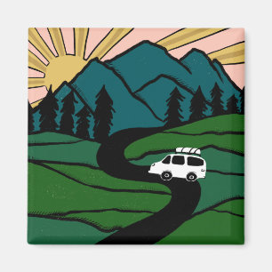 Vanlife Trees Forest Mountain Explore Adventure Magnet