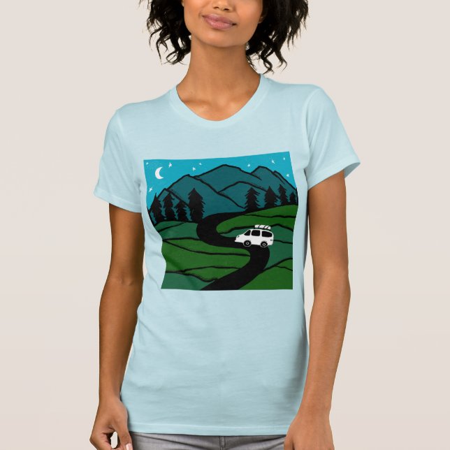 VANLIFE Trees Forest Mountain Explore Adventure T-Shirt (Front)