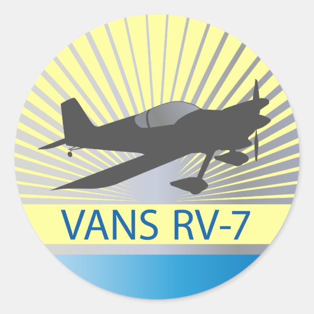 Vans RV-7 Airplane Classic Round Sticker (Front)