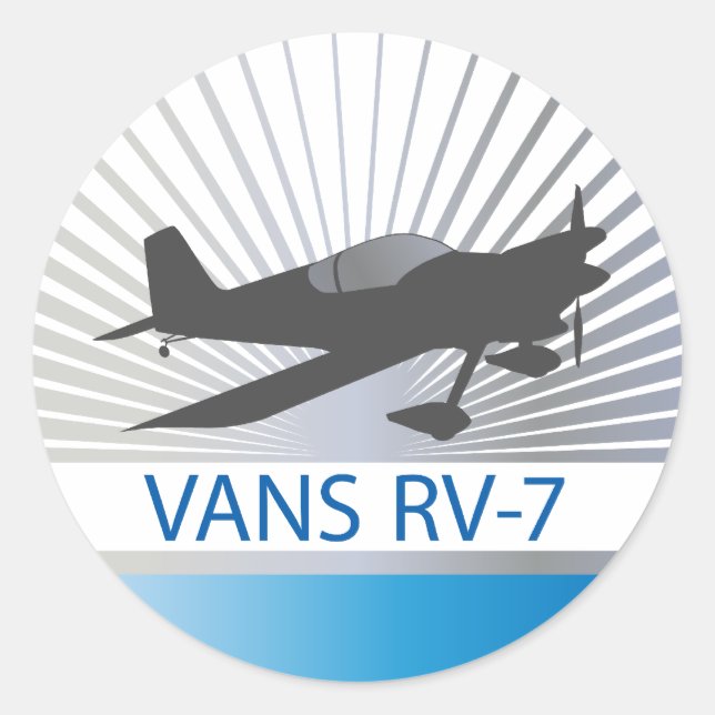 Vans RV-7 Airplane Classic Round Sticker (Front)