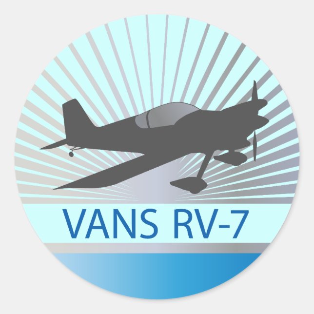 Vans RV-7 Airplane Classic Round Sticker (Front)