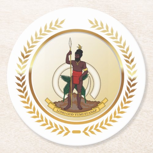 Vanuatu Coat of Arms Round Paper Coaster