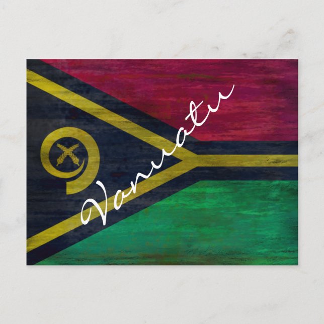 Vanuatu distressed flag postcard (Front)