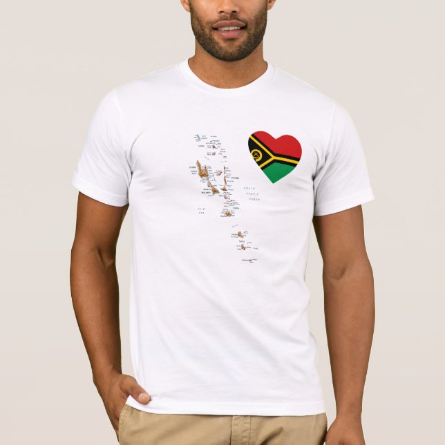 Vanuatu Flag Heart and Map T-Shirt (Front)