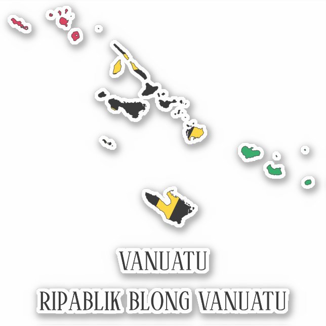 Vanuatu Flag Map Sticker (Front)