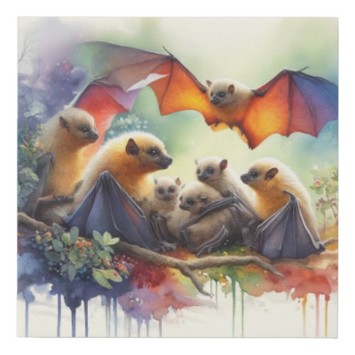 Vanuatu Flying Fox 310524AREF117 _ Watercolor Faux Canvas Print