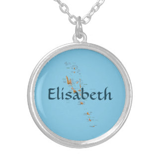 Vanuatu Map + Name Necklace