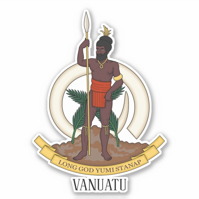 Vanuatu National Coat Of Arms Patriotic Sticker (Front)