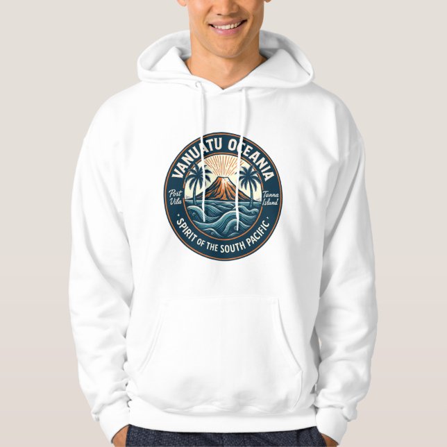 Vanuatu Oceania Badge, Tropical Emblem Volcano Hoodie (Front)