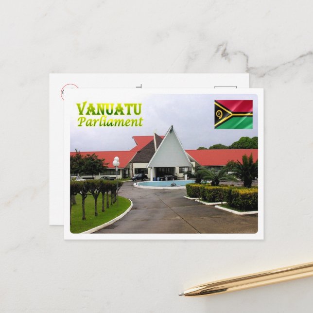 Vanuatu  Parliament - Postcard (Front/Back In Situ)