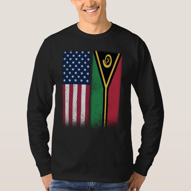 Vanuatu Vanuatu American Flags Proud USA Vanuatu T-Shirt (Front)