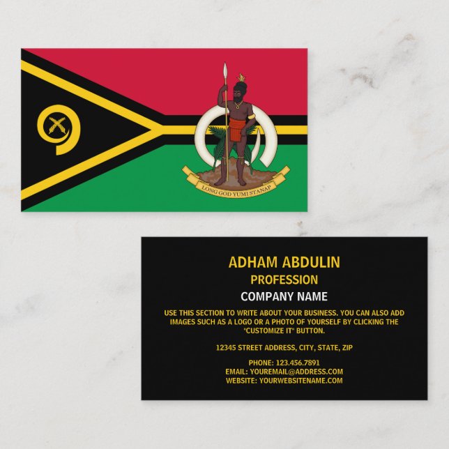 Vanuatuan Flag & Coat of Arms, Flag of Vanuatu Business Card (Front/Back)