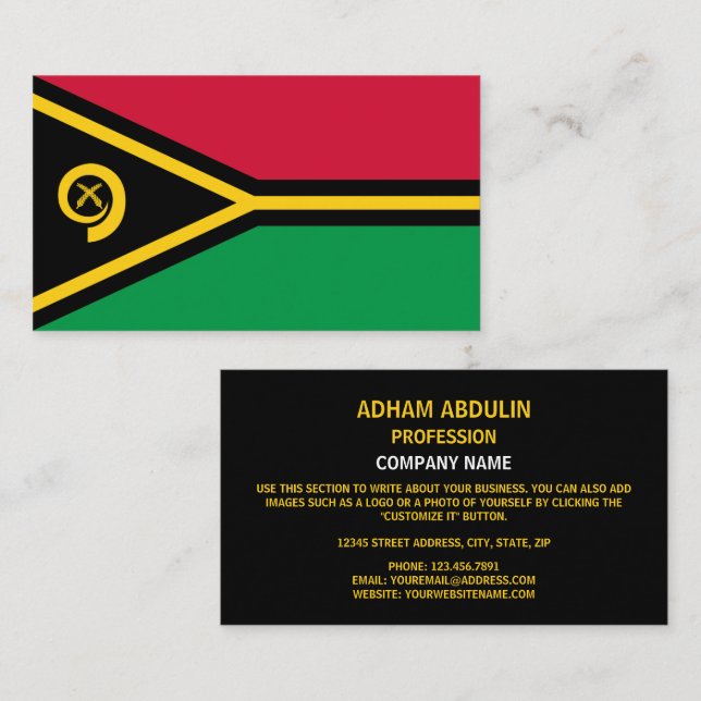 Vanuatuan Flag, Flag of Vanuatu Business Card (Front/Back)